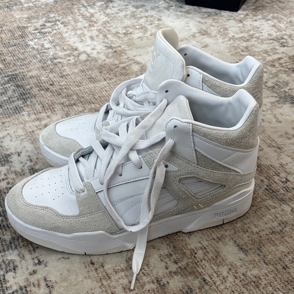 Puma White and Light Gray High-Tops